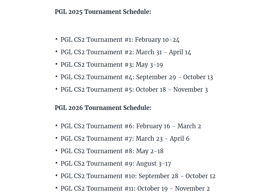 PGL najavio čak 11 turnira u CS2 za 2025. i 2026. godinu